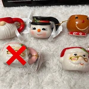 Mr Christmas Mini Mugs Christmas Ornaments Set of 4 NWT